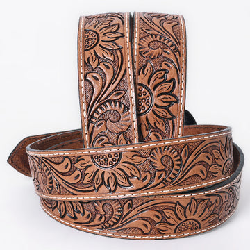 COMFYTACK Western Genuine Leather Belt for Men Women Cowboy Cowgirl Handmade Unisex Full Grain Heavy Duty Floral Tooled Belt